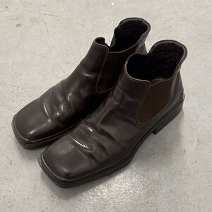 Prada Dark Brown Leather Square Toe Chelsea Boots Men’s 12